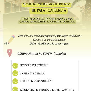 III. CAMPEONATO  FEMENINO DE PALA PAREJAS DE MUTRIKU