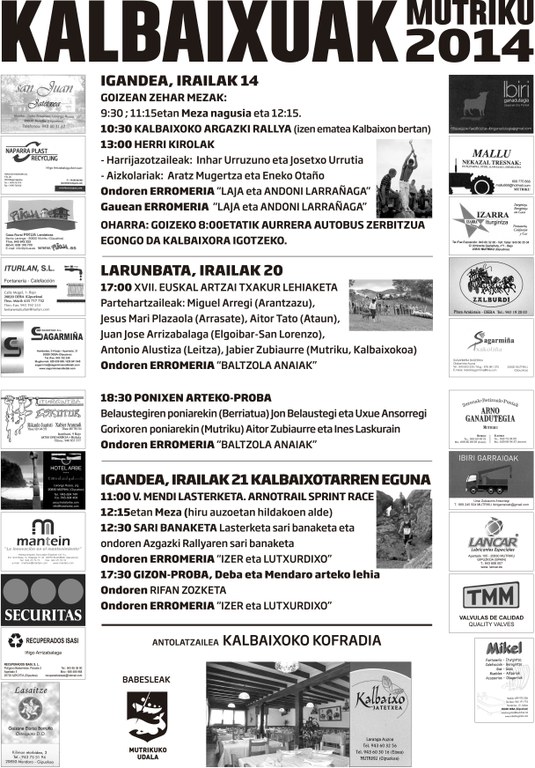 Kalbaixo kofradi jaiak 2014