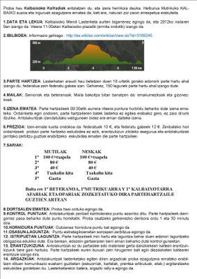 Arnoko Kalbaixotako lasterketa araudia