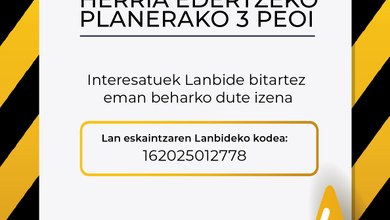 Aldi baterako lan eskaintza, herria edertzeko planerako 3 peoi