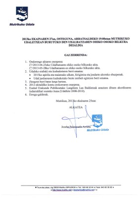 ekaineko udalbatza 2013