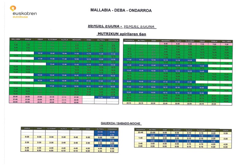 Berdel Eguna - euskotren ordutegia 2013