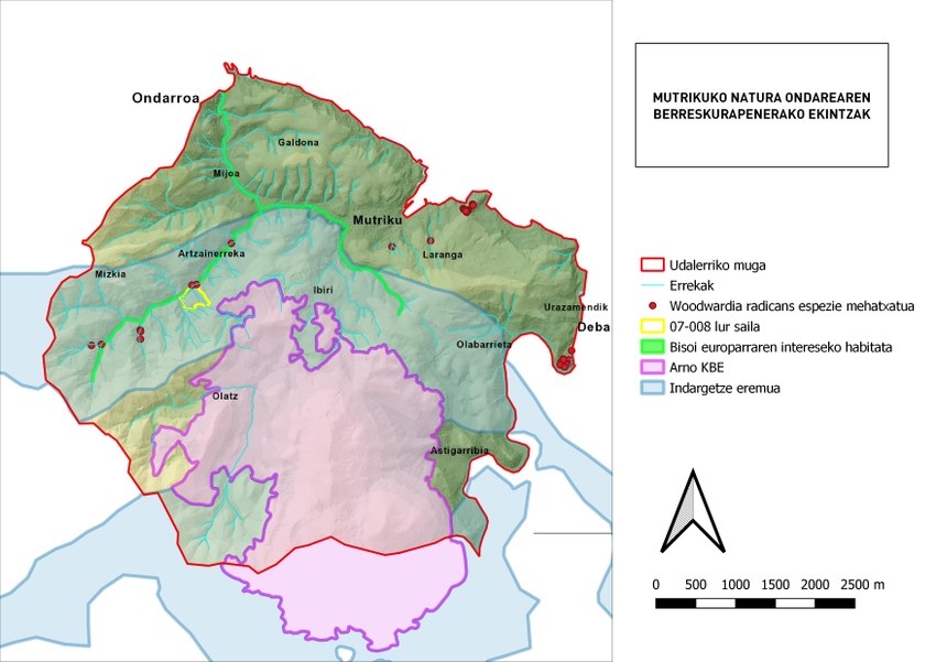 1. Irudia. Jarduketa eremuaren kokapen orokorra (07-008 lur saila) eta Natura intereseko eremuak